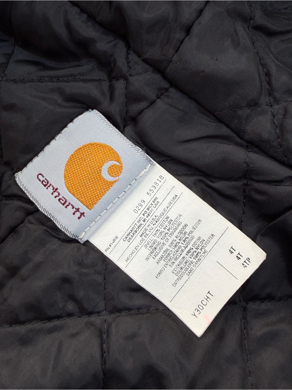 Vintage 90s Carhartt Size 4T Brown Hooded Canvas Work Chore Jacket Y30 USA Made - Picture 3 of 9